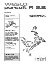 Weslo Pursuit R 3.2 Bike English Manual