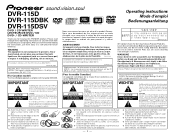 Pioneer DVR 115DBK Operating Instructions