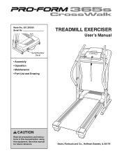 ProForm 365s Treadmill English Manual
