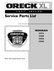 Oreck IM90 Ironman Parts List