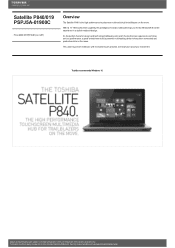 Toshiba Satellite PSPJ5A Detailed Specs for Satellite P840 PSPJ5A-01900C AU/NZ; English