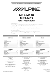 Alpine MRX-M110 Owner's Manual (english, French, Espanol)