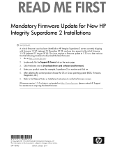 HP Integrity Superdome 2 8/16 Read Me First - Mandatory Firmware Update for New HP Integrity Superdome 2 Installations (5991-8095, January 2011)