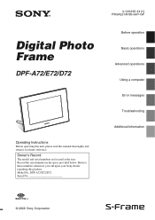 Sony DPF-A72 Operating Instructions