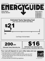 GE GFWH2405LMS Energy Guide