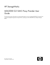 HP 2000i HP StorageWorks MSA2000 G2 SMI-S Proxy Provider User Guide (573100-002, December 2009)