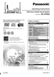 Panasonic SAHT920 SAHT920 User Guide