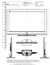 Sony KDL-40EX700 Dimensions Diagram