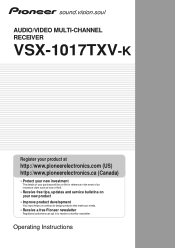 Pioneer VSX-1017TXV-K Owner's Manual