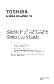 Toshiba Satellite Pro A210 User Guide