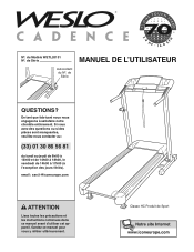 Weslo Cadence 70 Treadmill French Manual