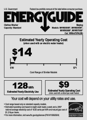 Maytag MVWX500XL Energy Guide