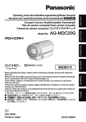 Panasonic AG-MDC20GJ / AG-MDR25PJ AG-MDC20 Camera Head Operating Instructions