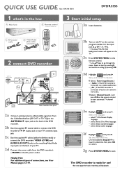 Philips DVDR3355 Quick start guide