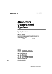 Sony MHC-GX8800 Operating Instructions