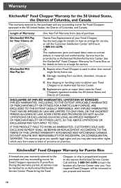 KitchenAid KFC3511PK Warranty Information