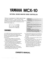 Yamaha MCX-10 MCX-10 OWNERS MANUAL