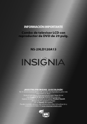 Insignia NS-29LD120A13 Important Information (Spanish)