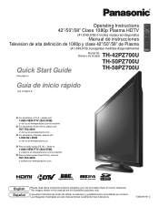 Panasonic TH50PZ700U 58' Plasma Tv - Spanish