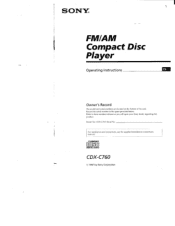 Sony CDX-C760 Primary User Manual