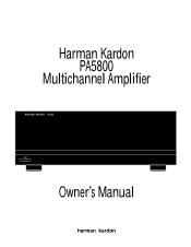 Harman Kardon PA5800 Owners Manual
