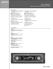 Sony CDX-GT805DX Marketing Specifications