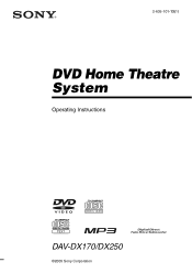 Sony DAV-DX170 Operating Instructions (Main Stereo System)
