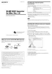 Sony MZ-M100 Hi-MD WAV Importer for Mac Operating Instructions