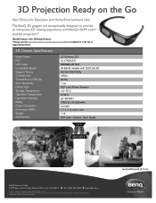 BenQ 3D Glasses - D3 3D Glasses Data Sheet