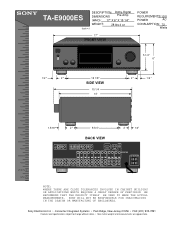 Sony TA-E9000ES Dimensions Diagram