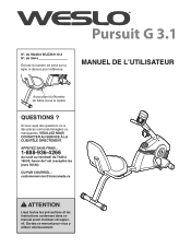 Weslo Pursuit G 3.1 Bike Canadian French Manual