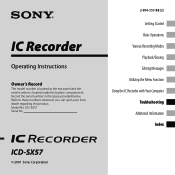 Sony ICD-SX57DR9 Operating Instructions