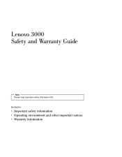 Lenovo N200 Laptop Safety and Warranty Guide - 3000 Family notebooks