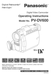 Panasonic PVDV600 PVDV600 User Guide