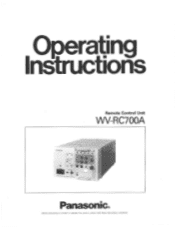 Panasonic WVRC700A Operating Instructions
