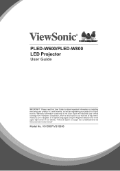 ViewSonic PLED-W600 PLED-W600, PLED-W800 User Guide (English)