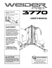 Weider Pro 3770 English Manual