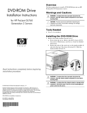 HP DL760 DVD-ROM Drive Installation Instructions for HP ProLiant DL760 Generation 2 Servers