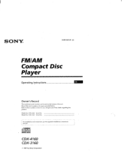 Sony CDX-3160 Operating Instructions  (primary manual)