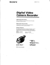 Sony DCR-TRV7 Operating Instructions  (English and Spanish)