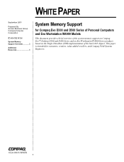 Compaq D300v System Memory Support for Compaq Evo Desktop and Workstation Products