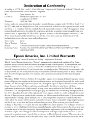 Epson PowerLite Pro G6470WU Warranty Statement