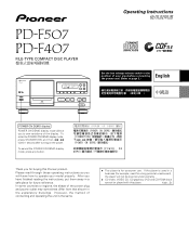 Pioneer PD-F507 Owner's Manual