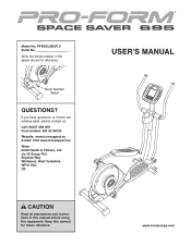ProForm Space Saver 695 Elliptical Uk Manual
