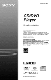 Sony DVP-CX995V Operating Instructions
