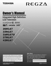 Toshiba 26HL67 Owner's Manual - English