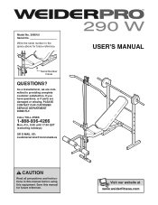 Weider Pro 290 W Bench Canadian English Manual
