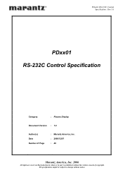 Marantz PD-6001 PDxx01 RS-232C Specification