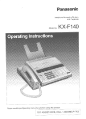Panasonic KXF140 KXF140 User Guide