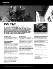Sony DSC-W370/R Marketing Specifications (Camera Only)